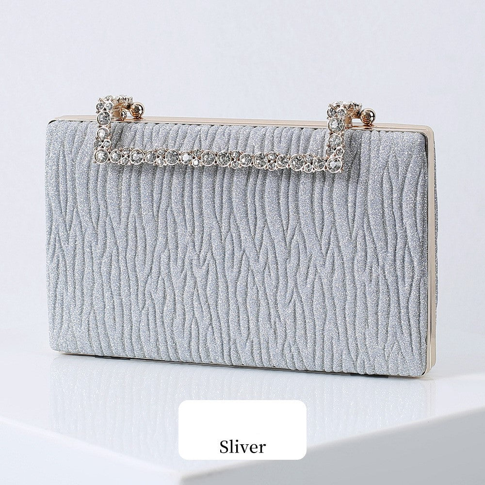 Pleated Diamond Oxford Cloth Evening Clutch