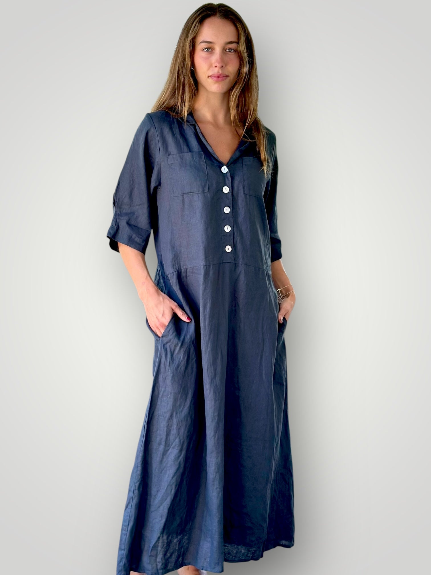 bridget dress-charcoal linen