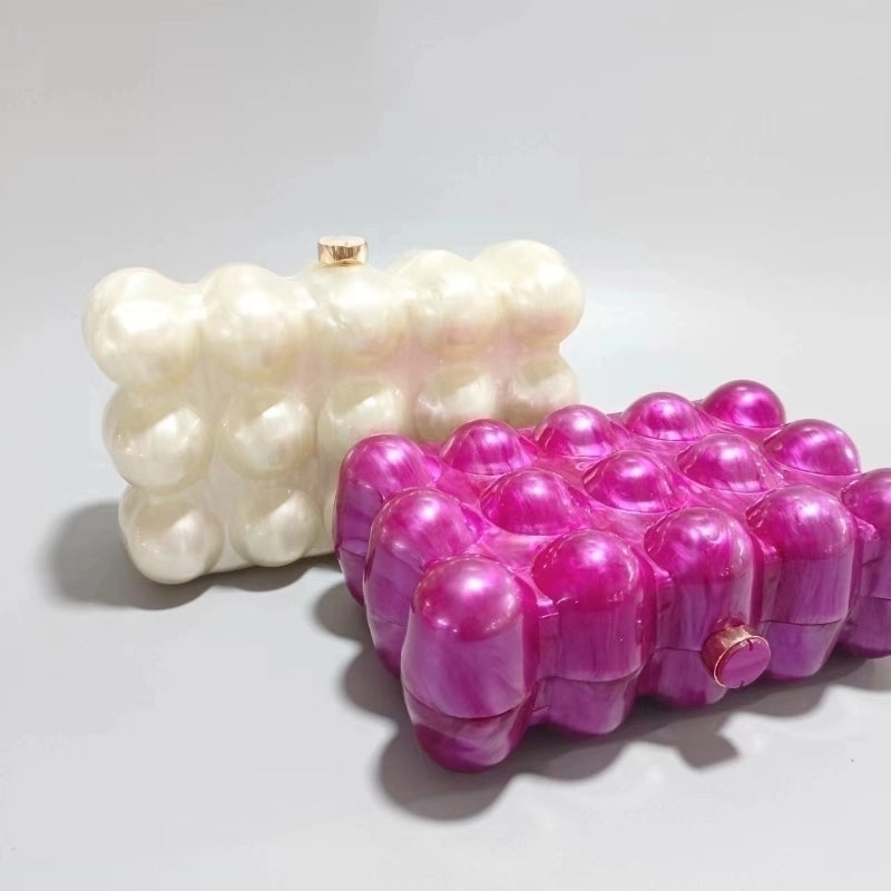 White Rose Red Green Arylic Solid Color Square Evening Bags