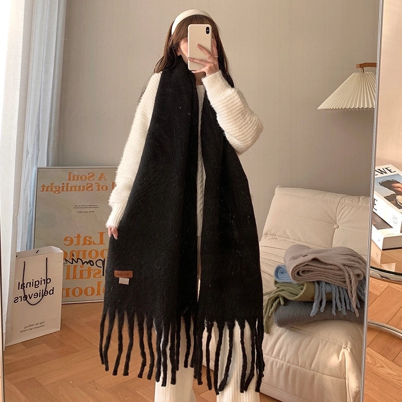 Women's Sweet Color Block Polyester Tassel Scarf