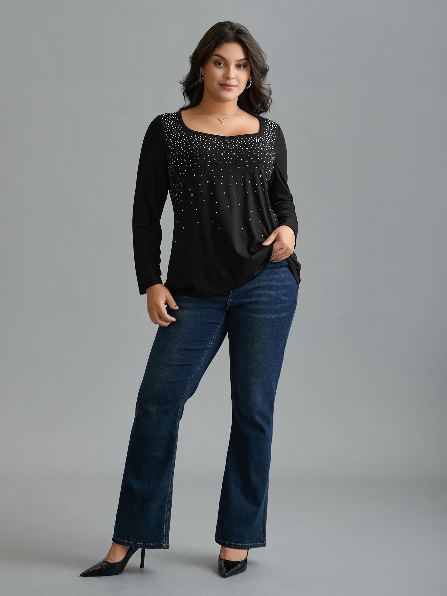 Sequin Stretchy Long Sleeve T-shirt