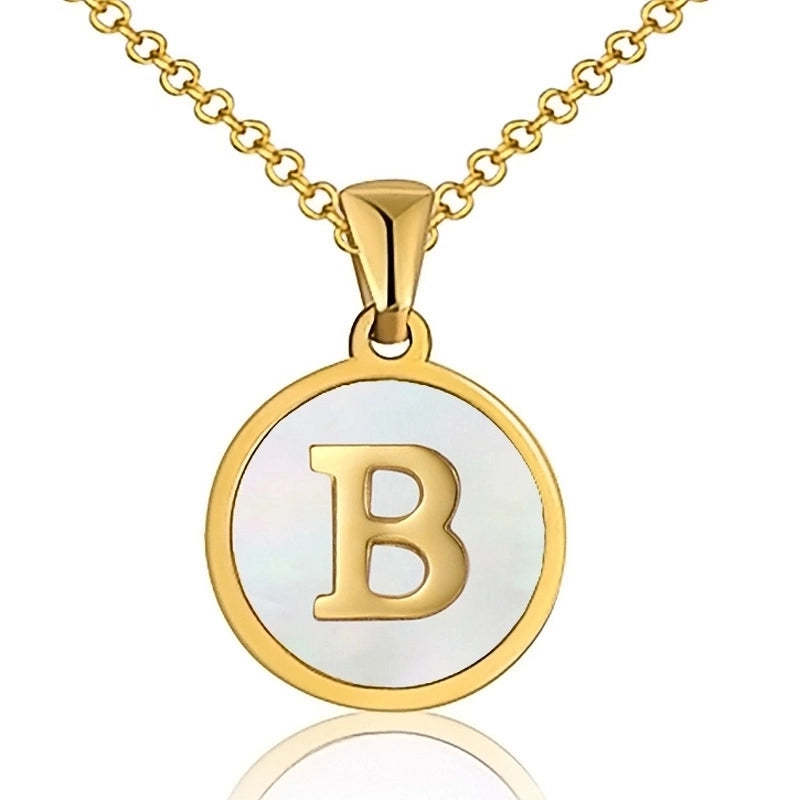 Fashion Letter Stainless Steel Plating Shell Pendant Necklace