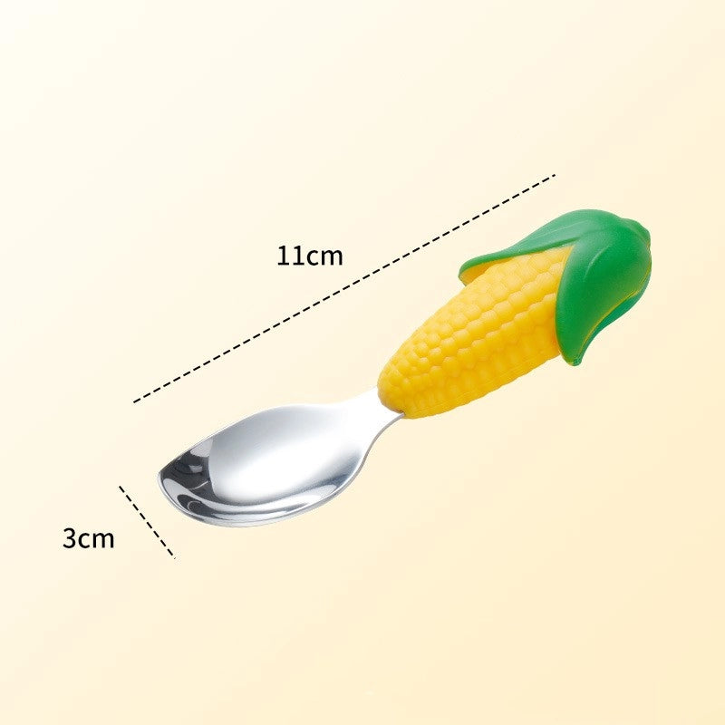 Cute Corn 304 Stainless Steel Silica Gel Spoon Fork 1 Piece