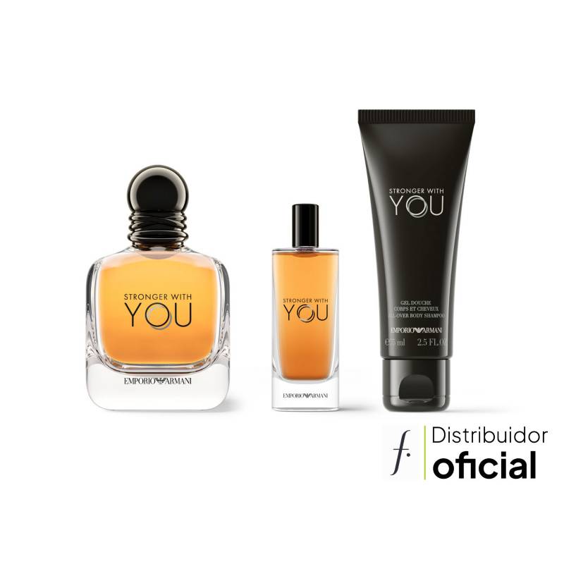 Set Perfume Hombre Stronger With You EDT 100ml + 15ml + Gel de Ducha 75ml Giorgio Armani