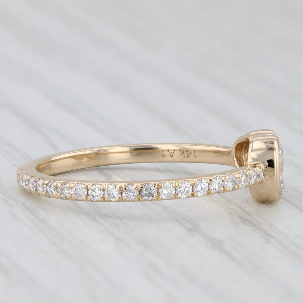 0.68ctw Oval Heart Shape Diamonds Ring 14k Yellow Gold Size 8