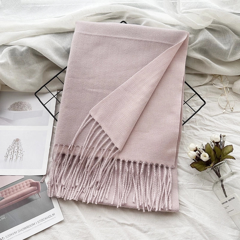 Unisex Sweet Minimalist Solid Color Imitation Cashmere Polyester Scarf