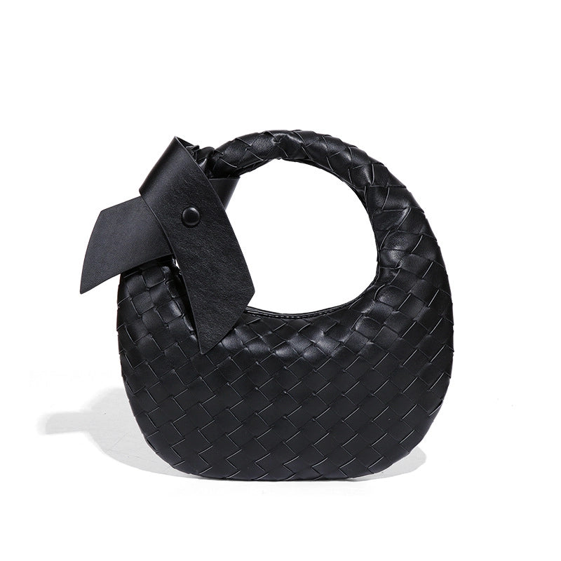 Women's Small Pu Leather Solid Color Elegant Streetwear Weave Square Zipper Straw Bag
