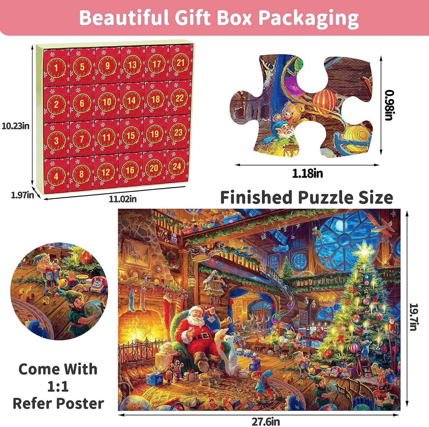 【UP TO 50% OFF】🎅🎄Advent Calendar Christmas Jigsaw Puzzles