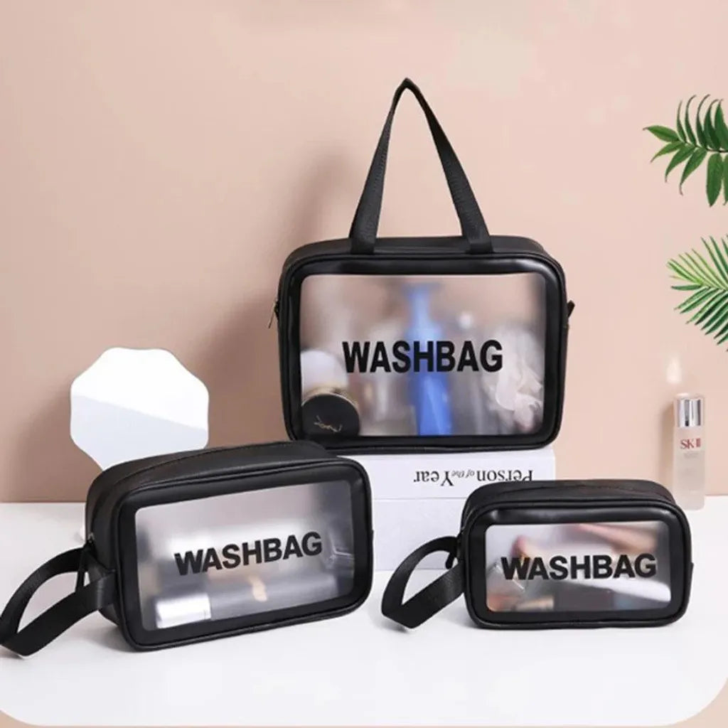 Wash Bag Clear Makeup Pouch Cosmetic Organizer Bag for Women and Girls (Set of 3 )