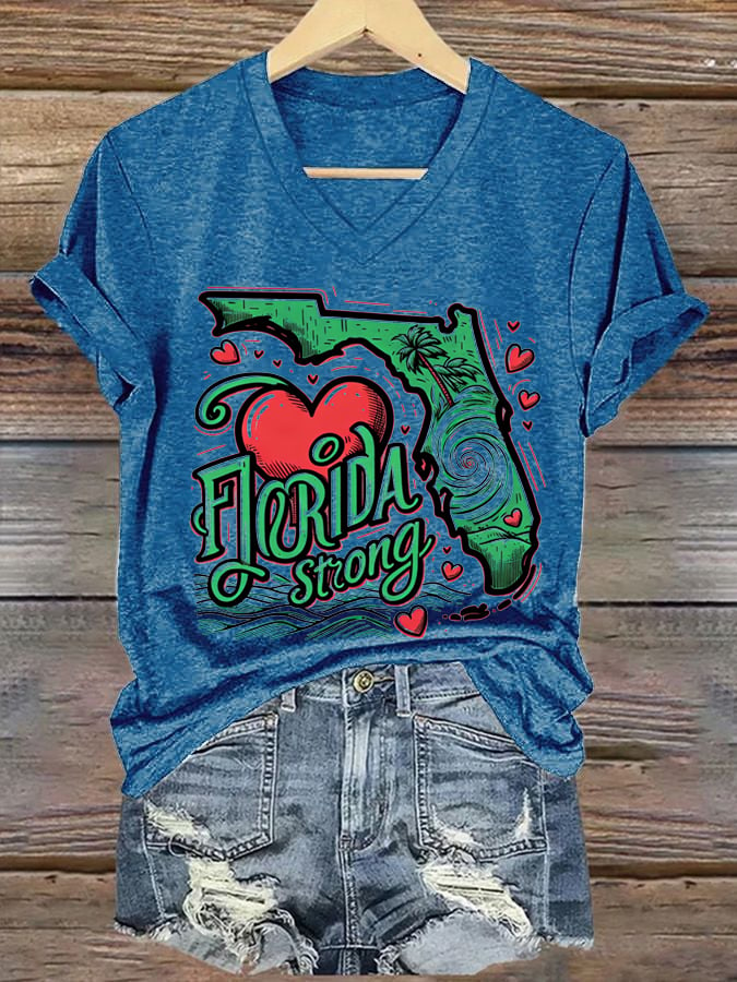 Women's Florida Strong Printed V-Neck T-Shirt