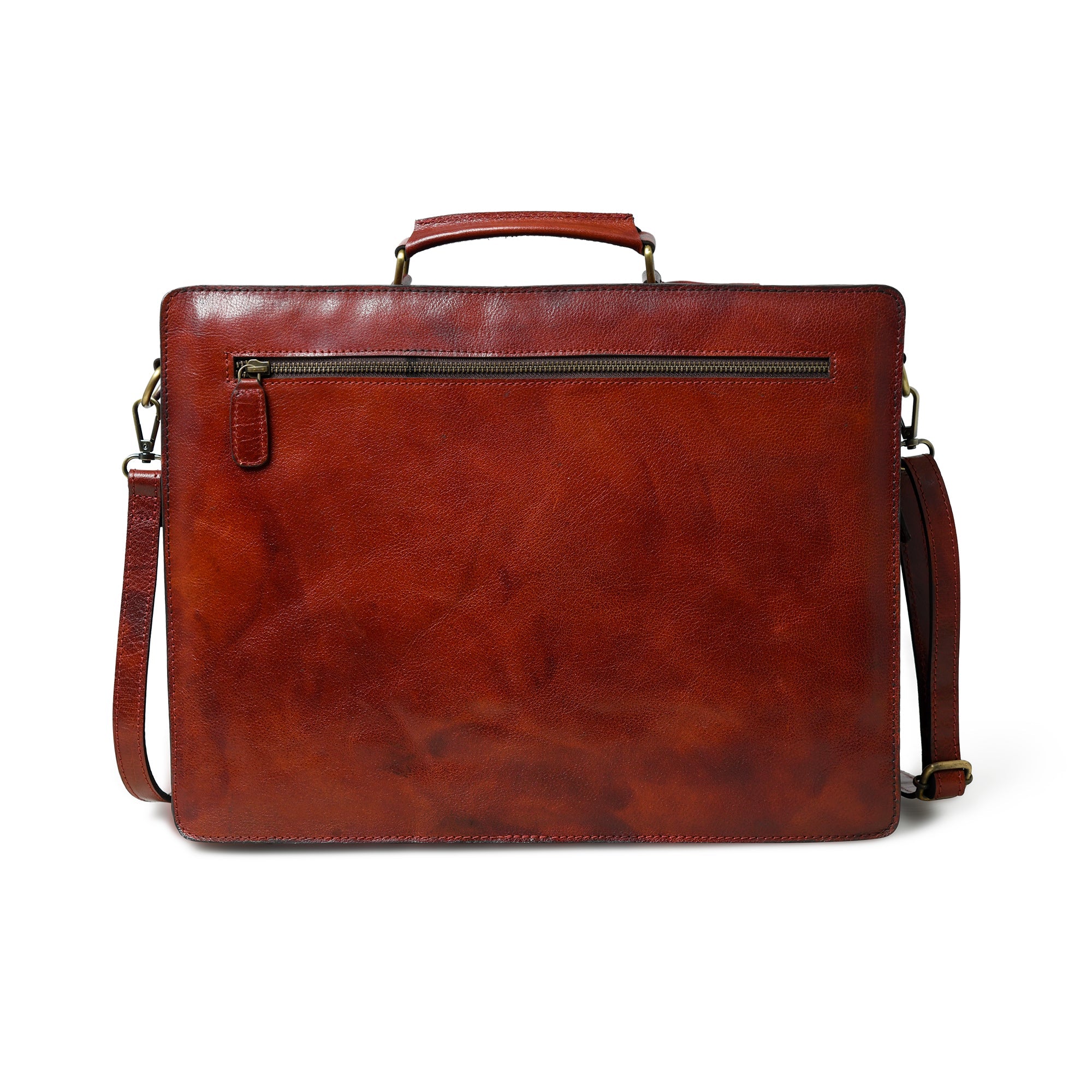Tuscany Italian Leather Briefcase. Tanny Brown