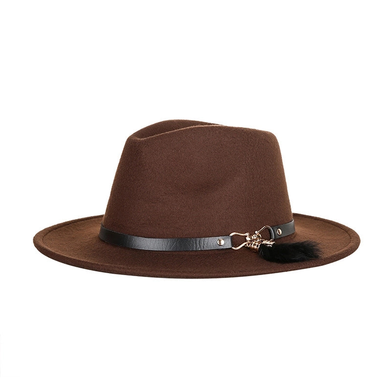 Hat New  Fashion Top Hat Creative Belt Decorative Woolen Jazz Hat Hot