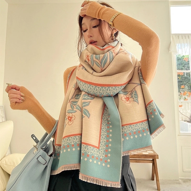 Women's Casual Minimalist Flower Imitation Cashmere Scarf