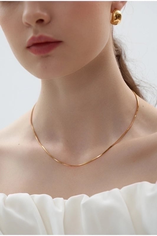 IG Style Basic Solid Color 304 Stainless Steel 18K Gold Plated Plating Stainless Steel Necklaces