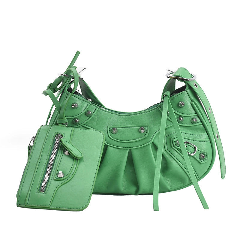 Women's Medium All Seasons Pu Leather Solid Color Fashion Dumpling Shape Zipper Cloud Shape Bag