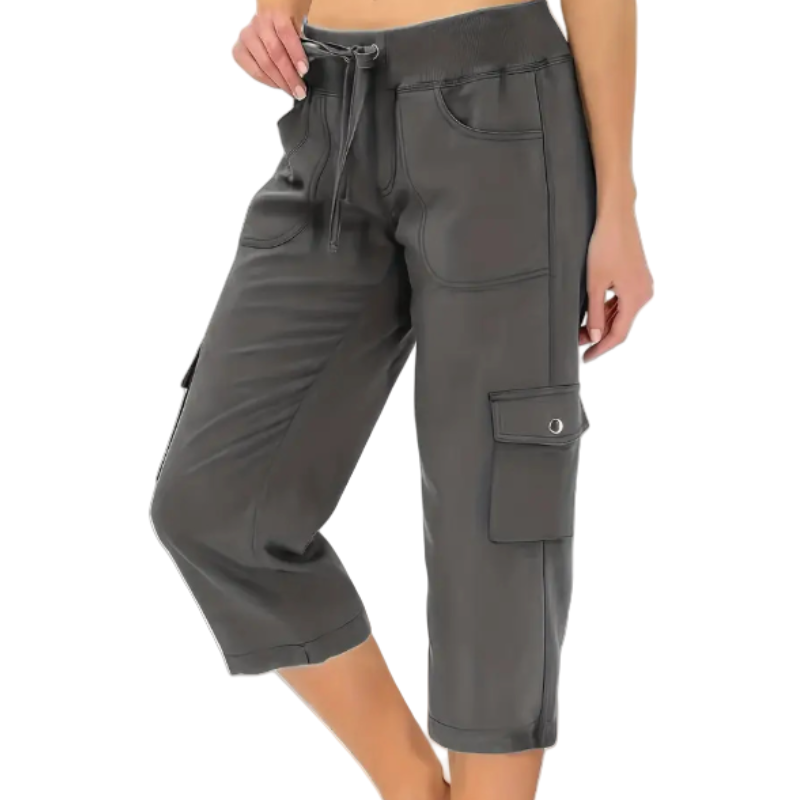 🌿Women's Solid Color High-Waist Drawstring 3/4-Length Cargo Pants