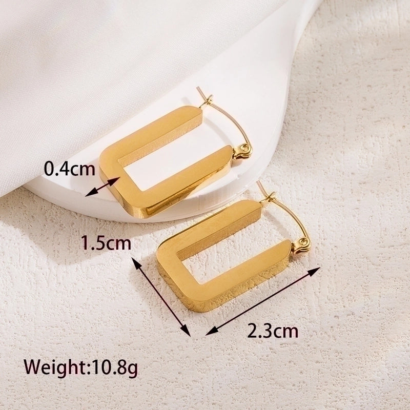 1 Pair Basic Cool Style Solid Color Plating 304 Stainless Steel 18K Gold Plated Stainless Steel Earrings