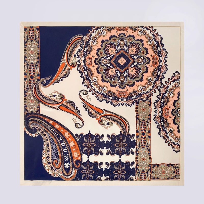 Women's Ethnic Style Flower Satin Printing Silk Scarf