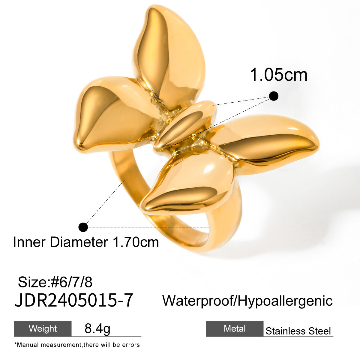 Butterfly Titanium Steel Ring Finger Ring Stainless Steel Ring