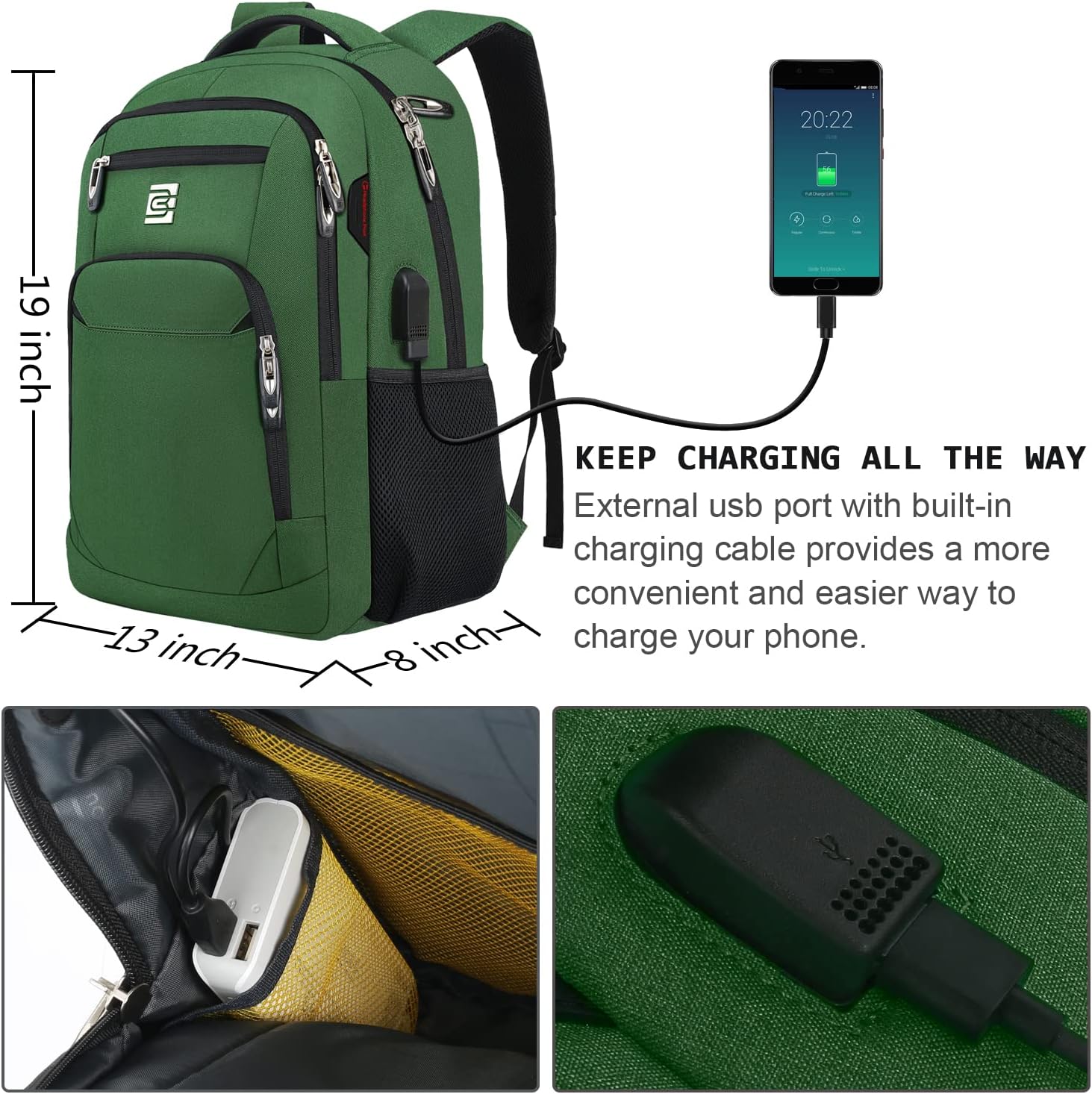 Laptop Backpack,Business Travel Anti Theft Slim Durable Laptops Backpack with USB Charging Port,Water Resistant College Computer Bag for Women & Men Fits 15.6 Inch Laptop and Notebook - Black
