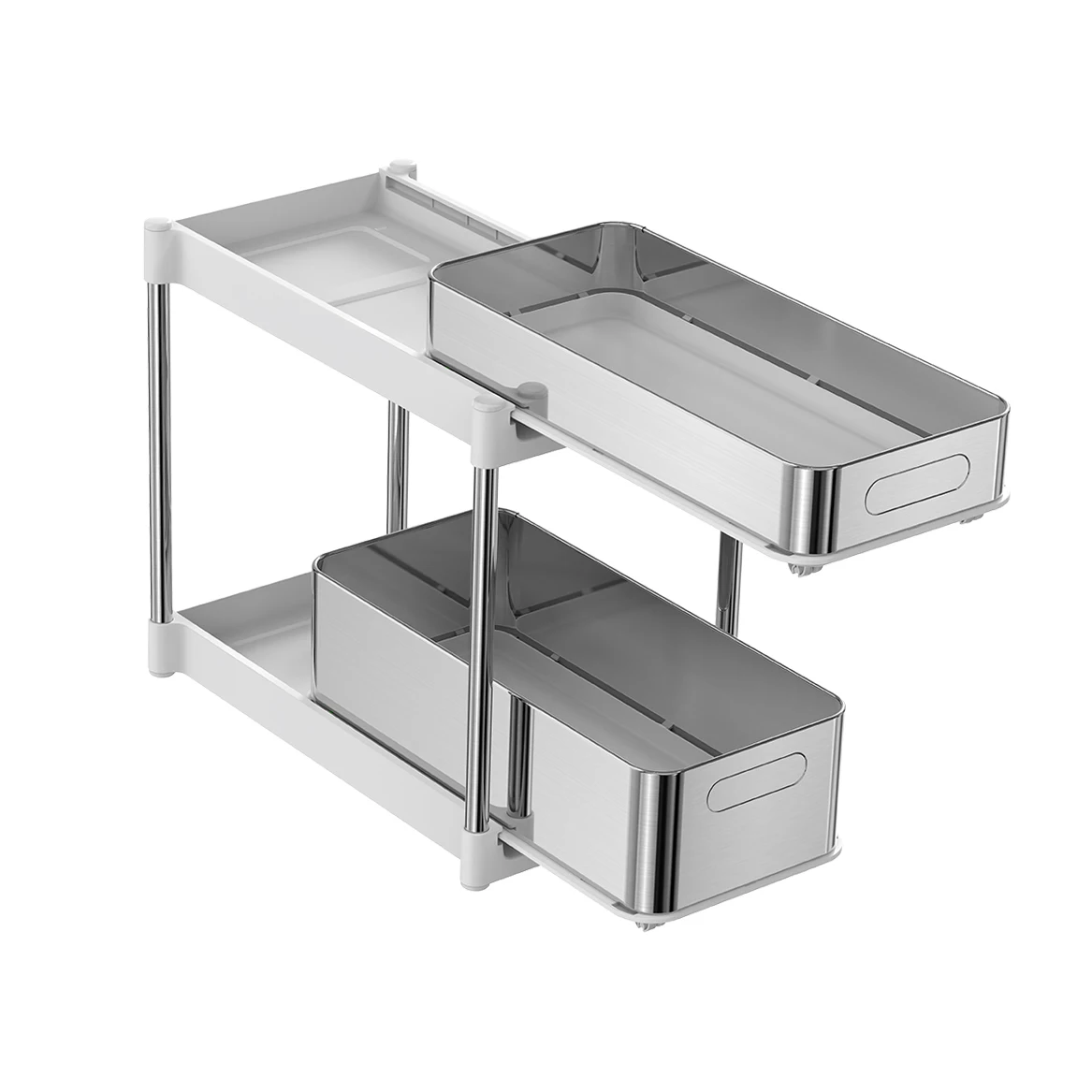 multifunction under sink cabinet double tier stainless steel organizer pull out kitchen organizer rack