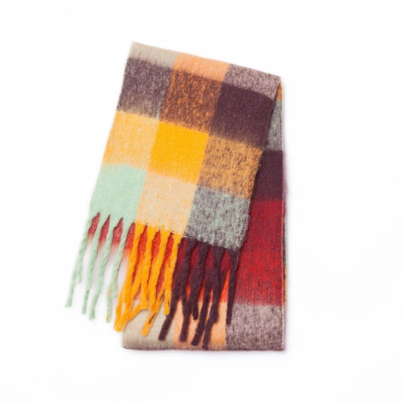 Women's Casual Minimalist Lattice Polyester Tassel Scarf