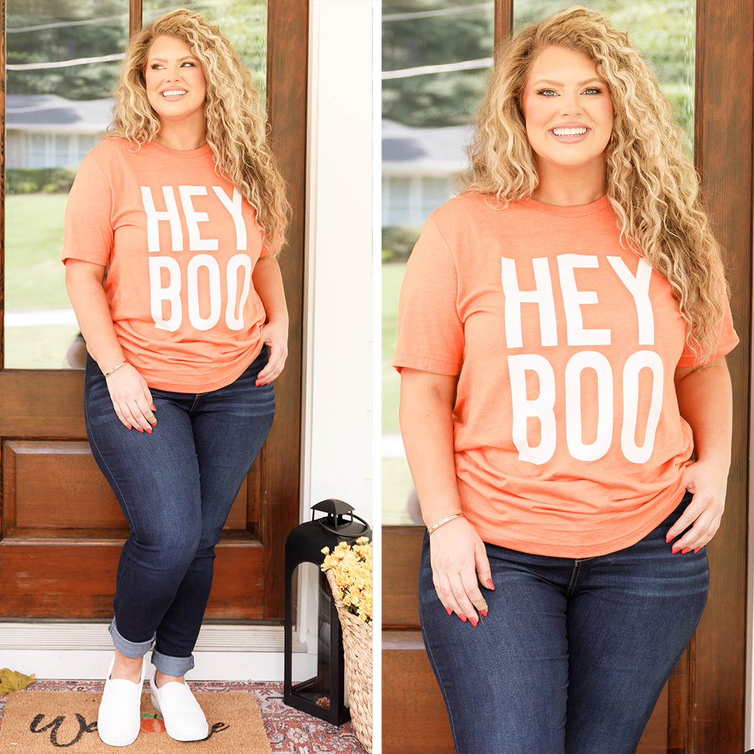 Hey Boo Tee. Heather Orange