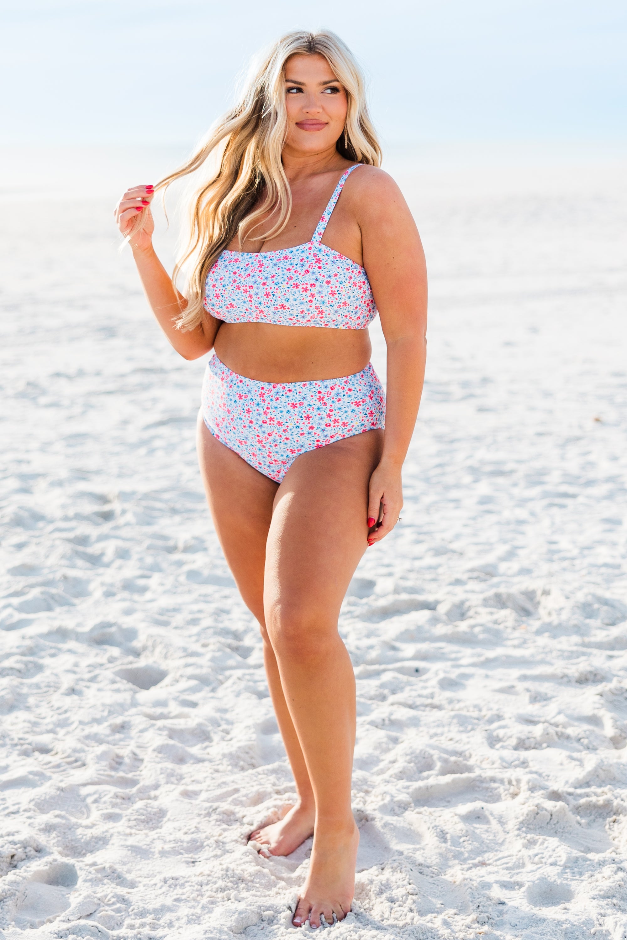 Lakeside Lover Swim Bottom. White Floral