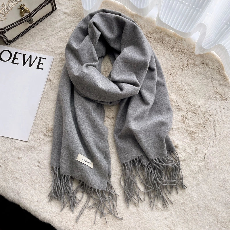 Autumn And Winter Solid Color Scarf New  Cashmere Scarf Women's Tassel Warm Large Shawl Scarf