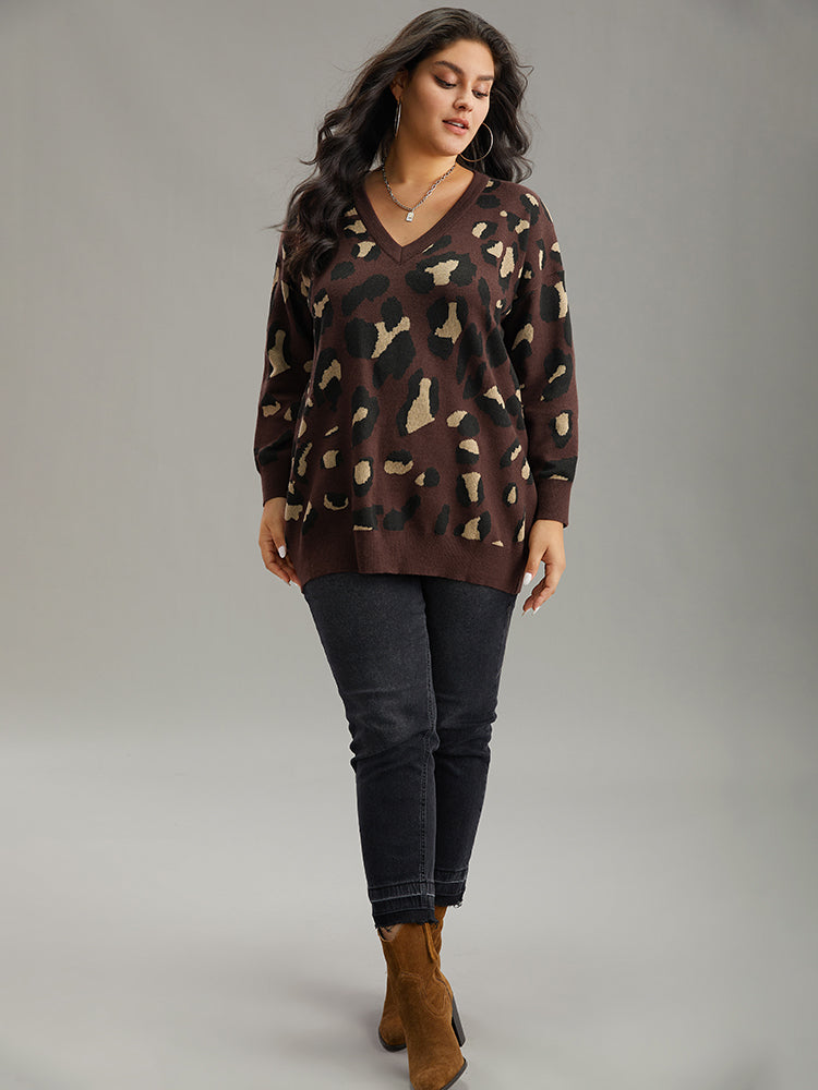 Anti-Pilling Leopard Elastic Cuffs Pullover