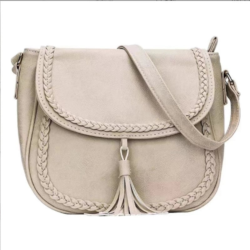 Women's Pu Leather Solid Color Classic Style Shell Zipper Shoulder Bag Saddle Bag