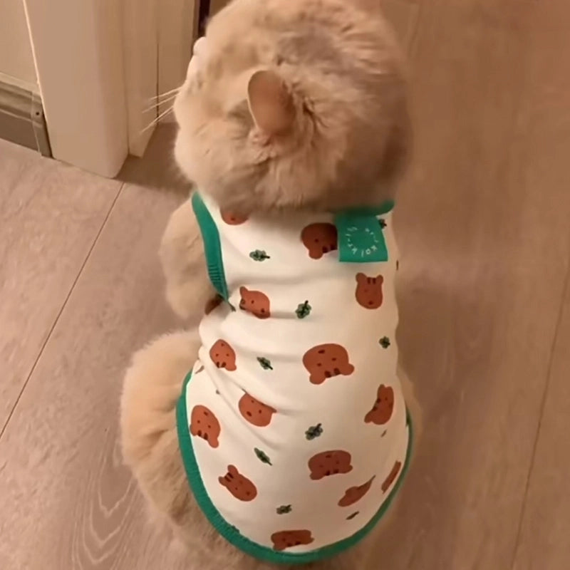 Summer Anti-shedding Thin Blue Cat Clothes Doll Cat Small Dog Teddy Dog Vest Thin British Style Short Clothes