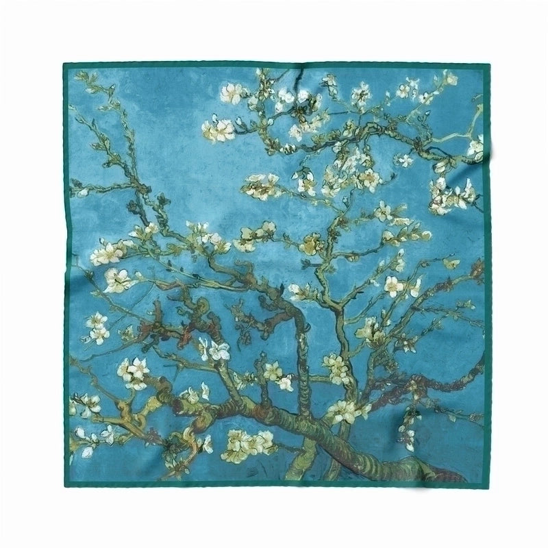 Women's Retro Color Block Satin Scarf