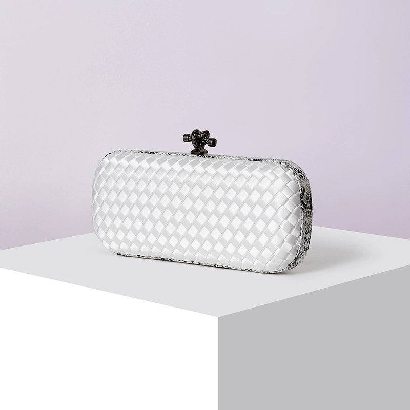 Factory Direct Sales Silk Hand-woven Women's Clutch Crossbody Simple Evening Bag Chain Pouch