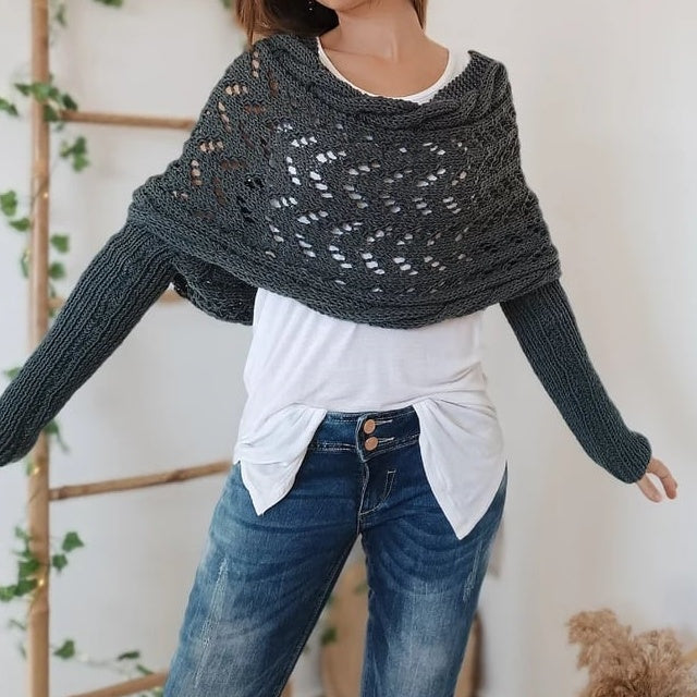 🥰HOT SALE🥰Women's Knitted Cut-Out Shawl Poncho Wrap