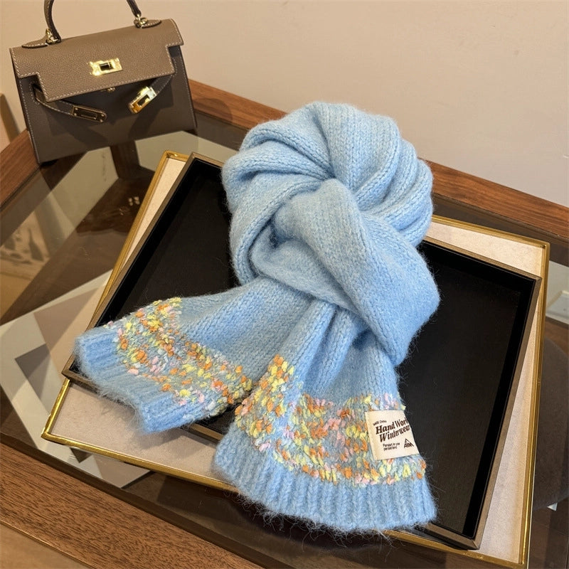 Women's Cute Lady Letter Solid Color Knit Scarf