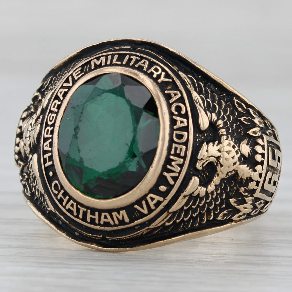 Hargrave Military Academy 1965 Class Ring Lab Created Spinel 10k Yellow Gold