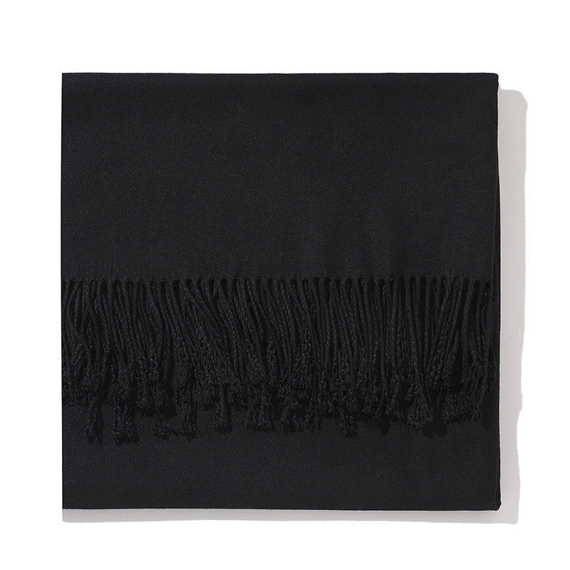 250g Autumn And Winter New Warm Thick Cashmere Texture Solid Color Couples Long Scarf Air Conditioning Tassel Shawl