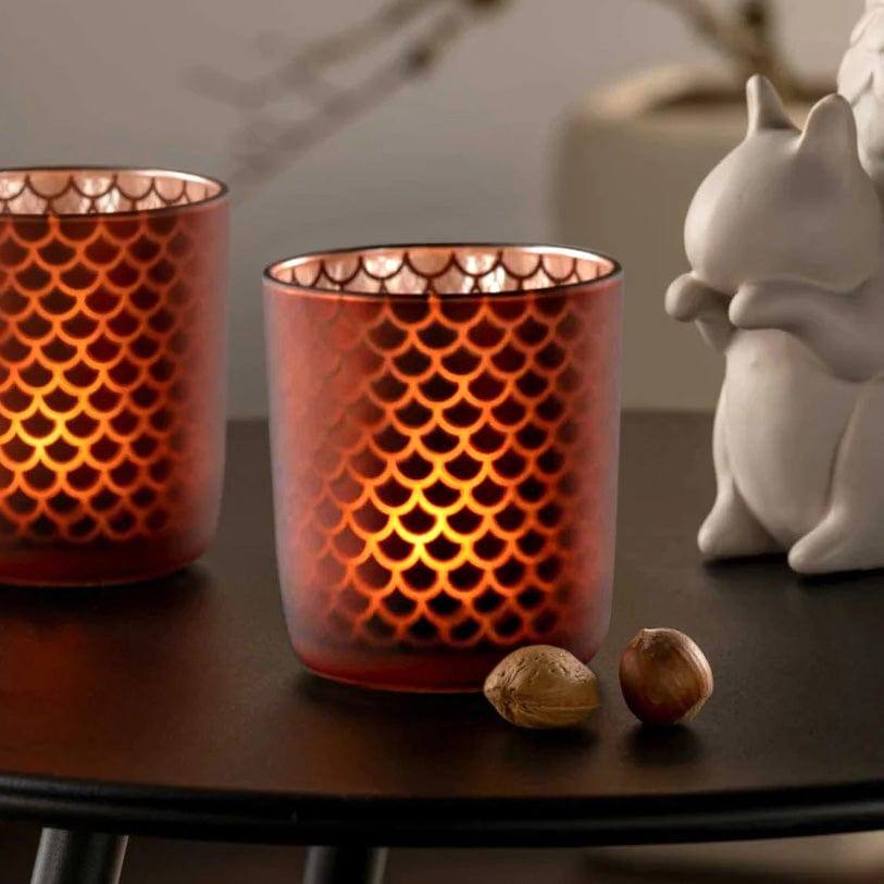 Camminata Tealight Holder Medium - Dark Red