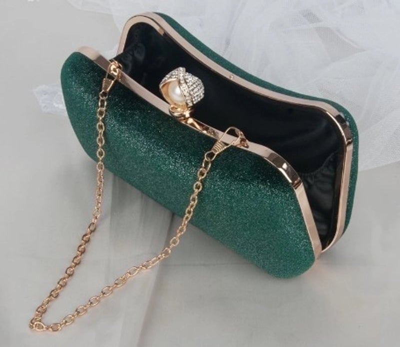 Wine Red Green Dark Blue Flannel Solid Color Rhinestone Square Evening Bags