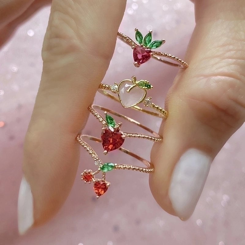 Color Zirconium Cherry Peach Tropical Fruit Rings
