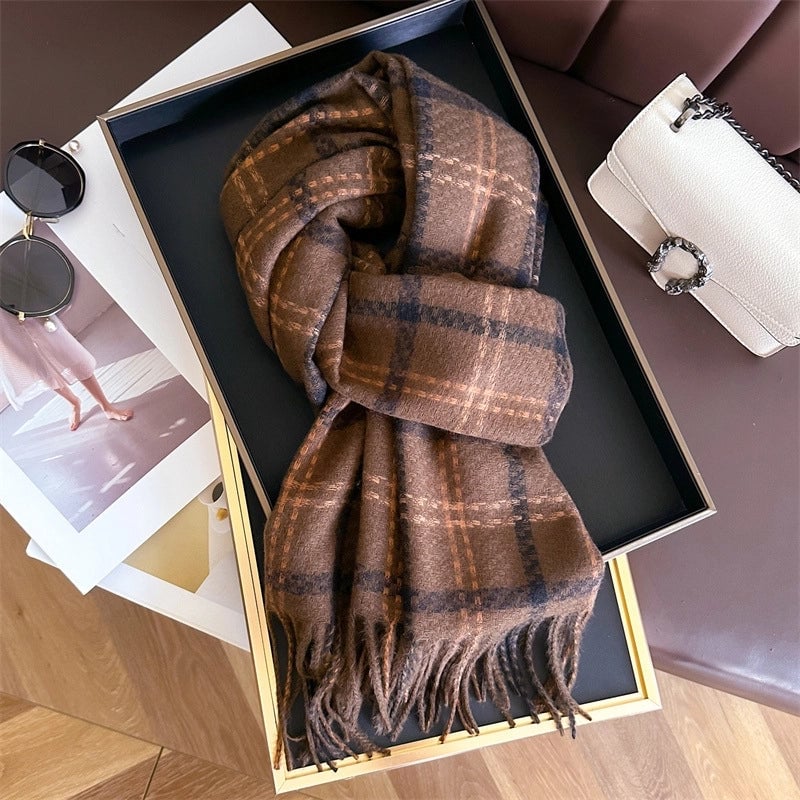 Unisex Business Basic Minimalist Tassel Imitation Cashmere Polyester Scarf