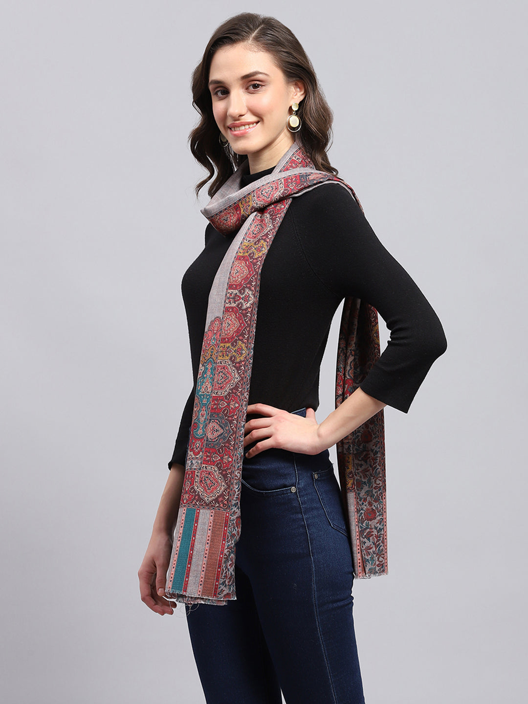 Women Multicolor Self Design Stole