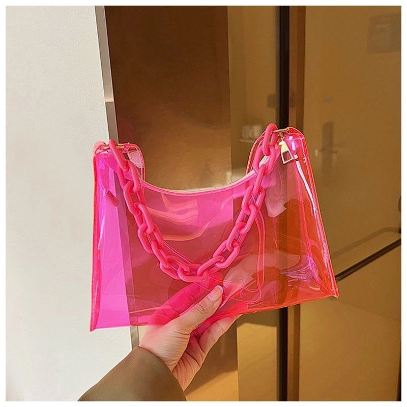 Women's Small Pvc Solid Color Streetwear Square Zipper Shoulder Bag Crossbody Bag Underarm Bag
