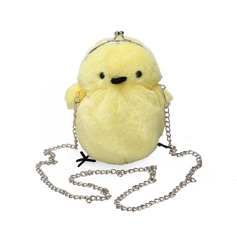 Small Plush Animal Oval Buckle Crossbody Bag