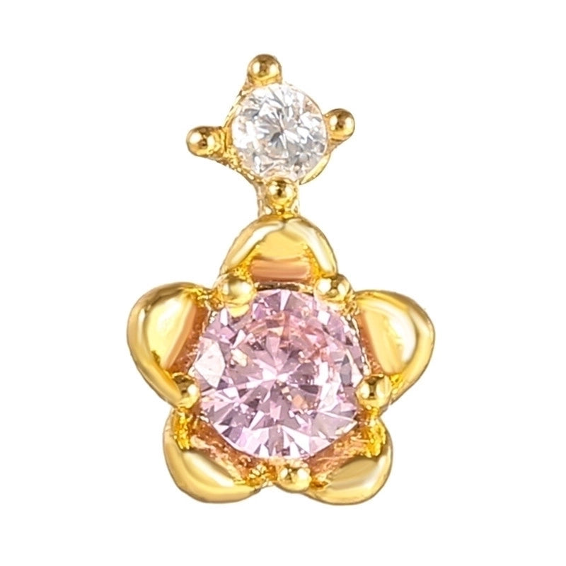 5 Pieces Sweet Heart Shape Copper Inlaid Zircon Drop Earrings Ear Studs 1 Piece