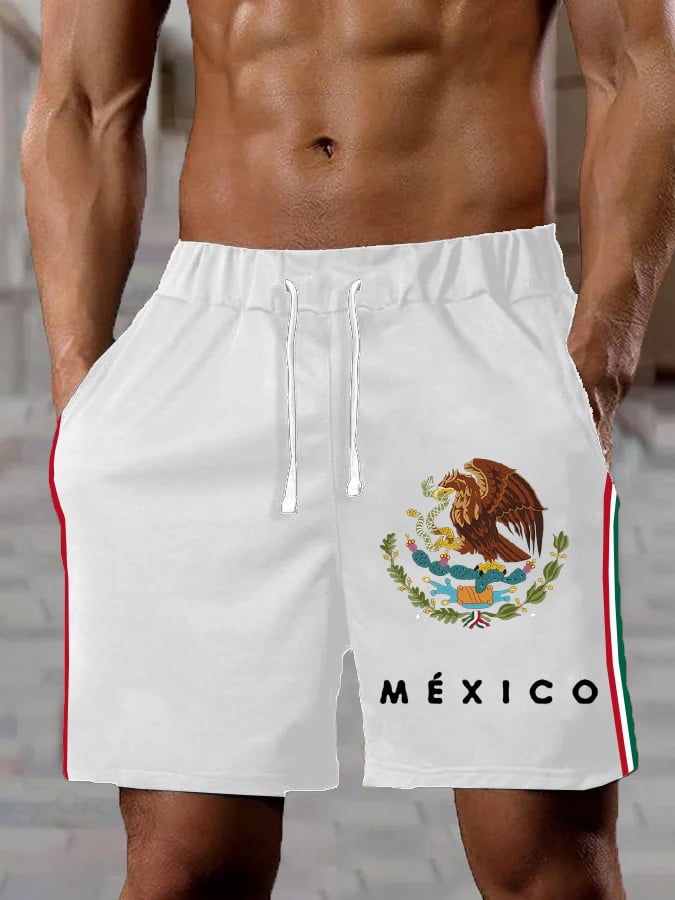 Men's Mexican Independence Day Print Casual Shorts