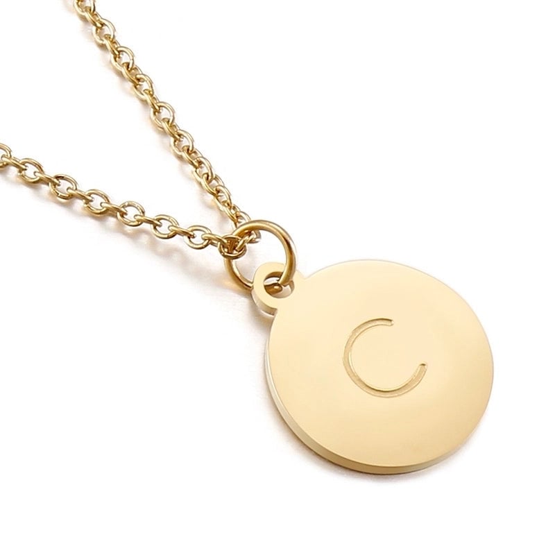 Titanium Steel 18K Gold Plated Minimalist Plating Letter Necklace