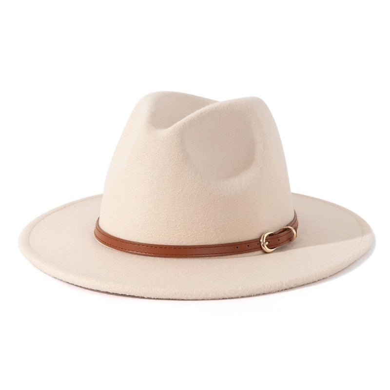 Fashion Flat Top Hat Women's British French Socialite Elegant Felt Hat Autumn And Winter Warm Jazz Hat Men's