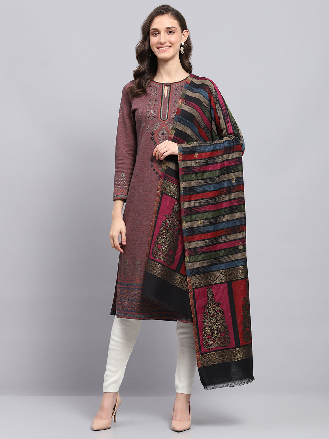 Women Multicolor Self Design Shawl